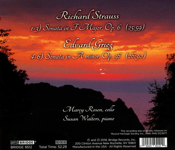Marcy Rosen, Susan Walters : Cello Sonatas Of Richard Strauss & Edvard Grieg (CD, Album, RE)