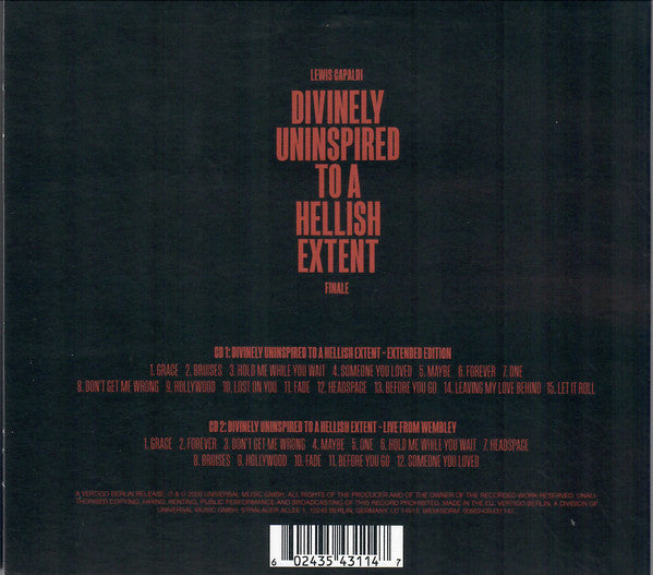 Lewis Capaldi : Divinely Uninspired To A Hellish Extent Finale (2xCD, Ltd, RE, Ext)