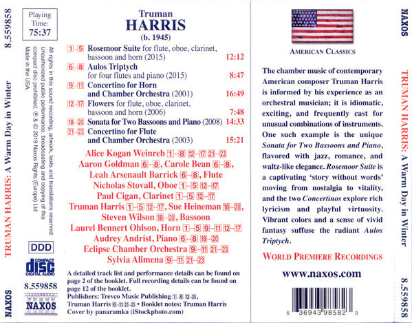 Truman Harris, Alice Kogan Weinreb, Laurel Bennert Ohlson, Eclipse Chamber Orchestra, Sylvia Alimena : A Warm Day In Winter (CD, Album)