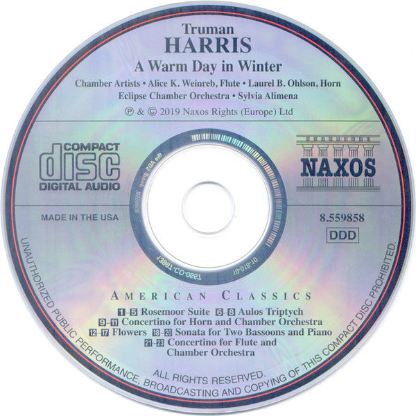 Truman Harris, Alice Kogan Weinreb, Laurel Bennert Ohlson, Eclipse Chamber Orchestra, Sylvia Alimena : A Warm Day In Winter (CD, Album)