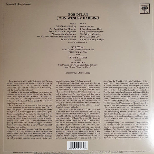 Bob Dylan : John Wesley Harding (LP, Album, RE, Whi)