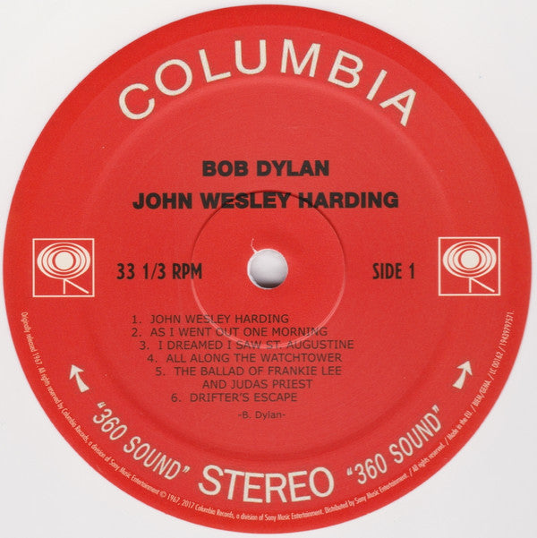 Bob Dylan : John Wesley Harding (LP, Album, RE, Whi)