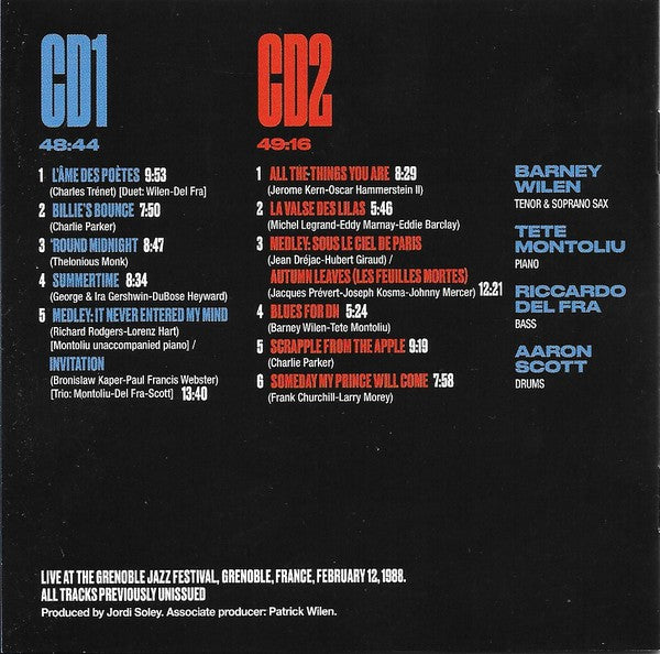 Barney Wilen Quartet feat. Tete Montoliu : Barney and Tete Grenoble '88 (2xCD, Album)