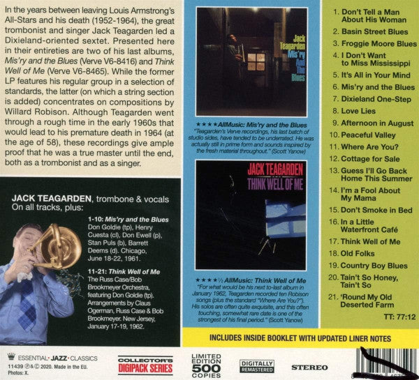 Jack Teagarden : Mis'ry And The Blues + Think Well Of Me (CD, Comp, Ltd, RM)