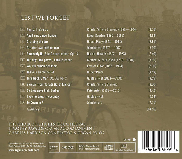 Choir Of Chichester Cathedral, Charles Harrison (6) : Lest We Forget (CD, Album)