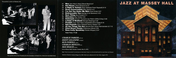 Charlie Parker Featuring Dizzy Gillespie, Bud Powell, Charles Mingus, Max Roach : Jazz At Massey Hall (CD, Comp, Ltd, RE, RM)