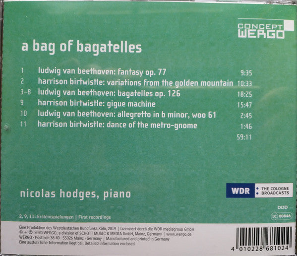 Nicolas Hodges - Ludwig van Beethoven, Harrison Birtwistle : A Bag Of Bagatelles (CD, Album)