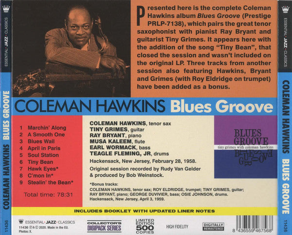Coleman Hawkins With Tiny Grimes And Ray Bryant : Blues Groove (CD, Album, Ltd, RM, Dig)