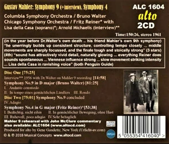 Gustav Mahler, Bruno Walter : Symphonies 9 & 4 (2xCD, Comp)