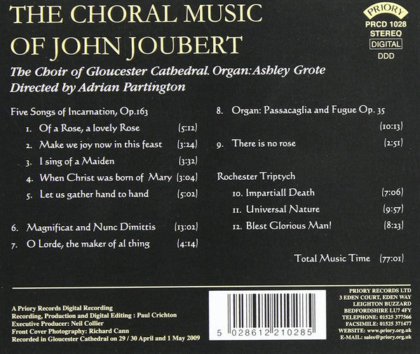 John Joubert - Gloucester Cathedral Choir, Ashley Grote, Adrian Partington : The Choral Music Of John Joubert (CD, Album)