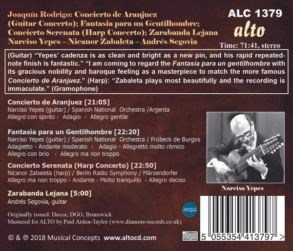 Joaquín Rodrigo, Narciso Yepes, Nicanor Zabaleta, Andrés Segovia : Guitar & Harp Concertos (CD, Comp)