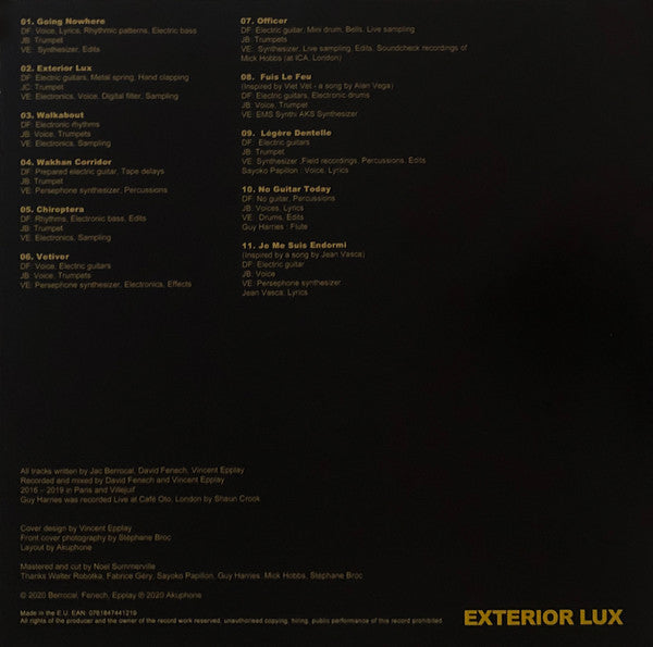Jac Berrocal, David Fenech, Vincent Epplay : Exterior Lux (LP, Album, Ltd)