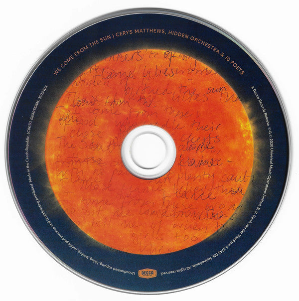 Cerys Matthews, Hidden Orchestra & 10 Poets : We Come From The Sun (CD, Album)