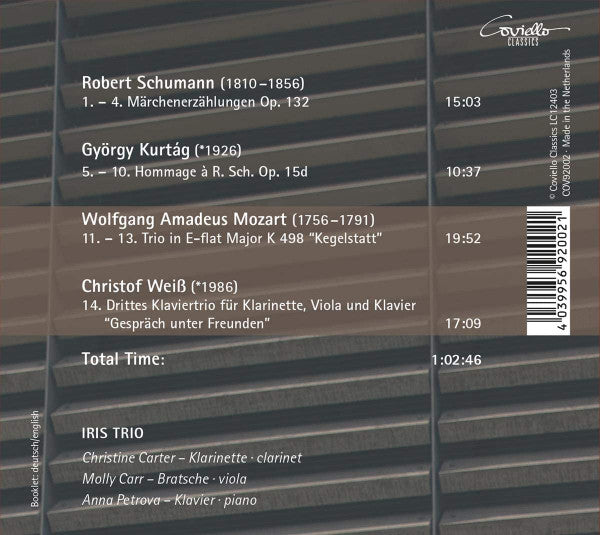 Iris Trio , Works By Robert Schumann, György Kurtág, Wolfgang Amadeus Mozart And Christof Weiß : Homage And Inspiration (CD, Album)