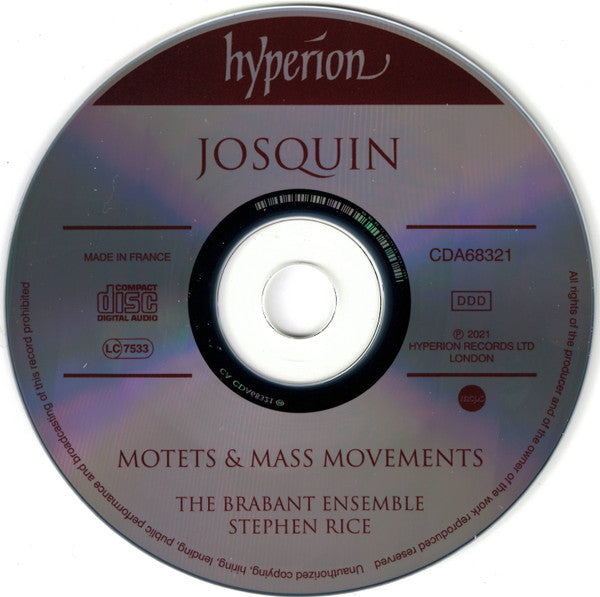 Josquin Des Prés / The Brabant Ensemble, Stephen Rice : Motets & Mass Movements (CD, Album)