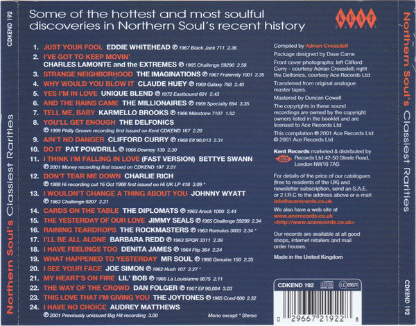 Various : Northern Soul's Classiest Rarities (CD, Comp, Mono)