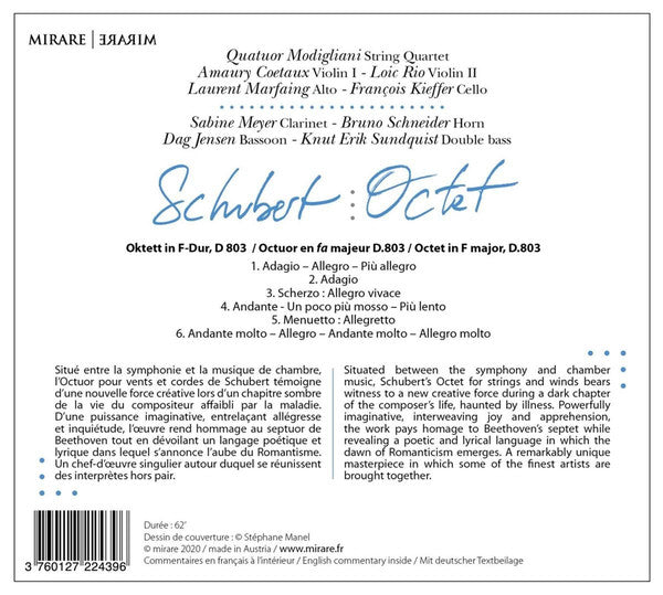 Franz Schubert - Quatuor Modigliani, Knut Erik Sundquist, Bruno Schneider, Sabine Meyer, Dag Jensen : Octet (CD, Album)
