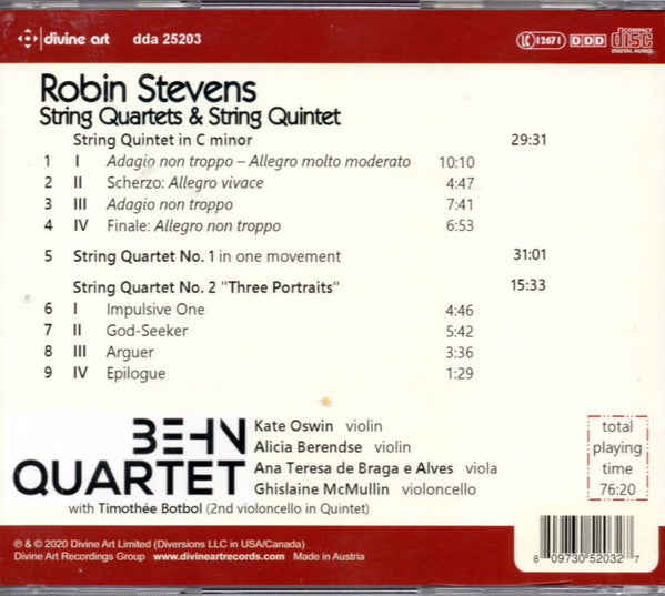 Robin Stevens (3) - Behn Quartet, Timothée Botbol : String Quartets And String Quintet (CD, Album)