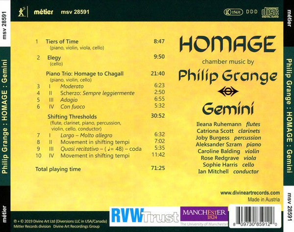 Philip Grange, Gemini London, Ian Mitchell : Homage (CD, Album)