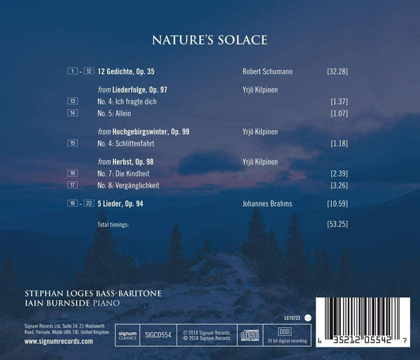 Robert Schumann, Yrjö Kilpinen, Johannes Brahms, Stephan Loges, Iain Burnside : Nature's Solace (CD, Album)