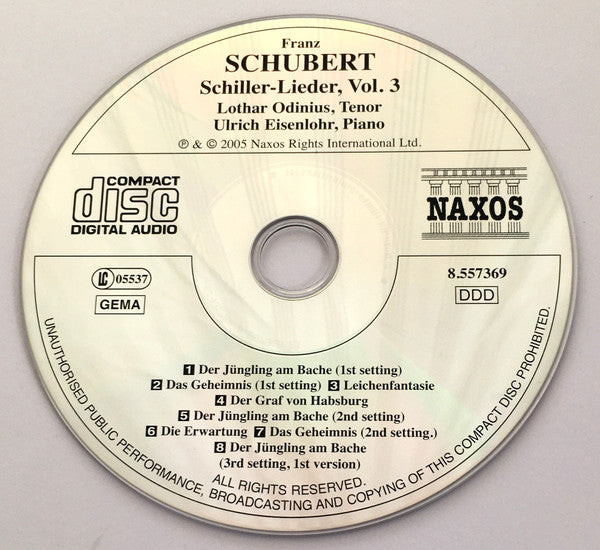 Franz Schubert, Maya Boog, Lothar Odinius, Ulrich Eisenlohr : Schiller-Lieder, Vols. 3 And 4 (2xCD, Comp)