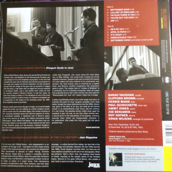 Sarah Vaughan & Clifford Brown : Sarah Vaughan & Clifford Brown (LP, Album, Ltd, RE, Pur)