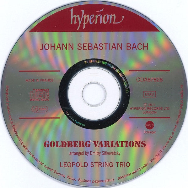 Johann Sebastian Bach - Dmitry Sitkovetsky, The Leopold String Trio : Goldberg Variations (CD, Album)