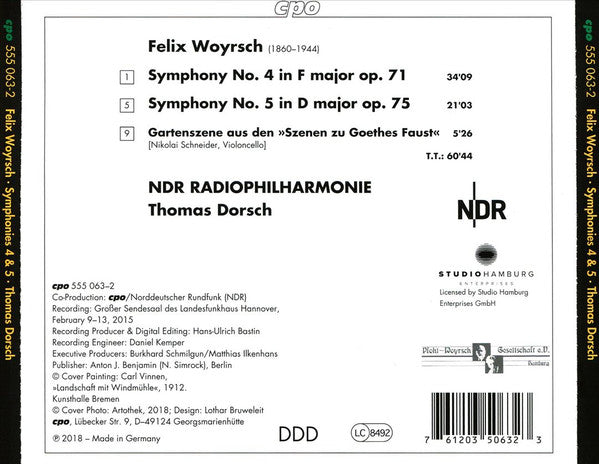 Felix Woyrsch - NDR Radiophilharmonie, Thomas Dorsch (2) : Symphonies 4 & 5 (CD, Album)