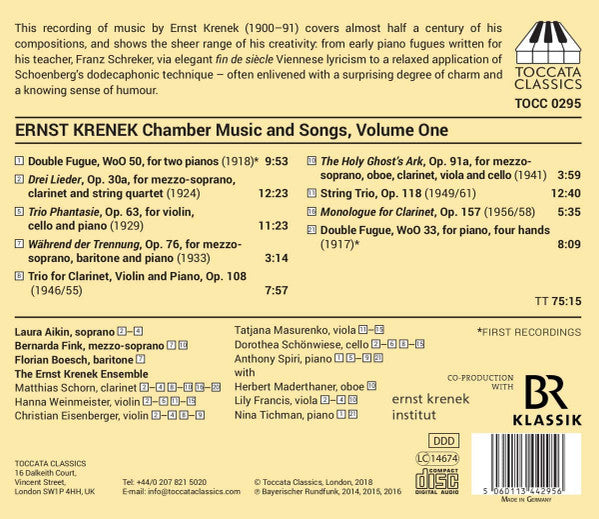 Ernst Krenek, Laura Aikin, Bernarda Fink, Florian Boesch, The Ernst Krenek Ensemble : Chamber Music And Songs, Volume One (CD, Album)