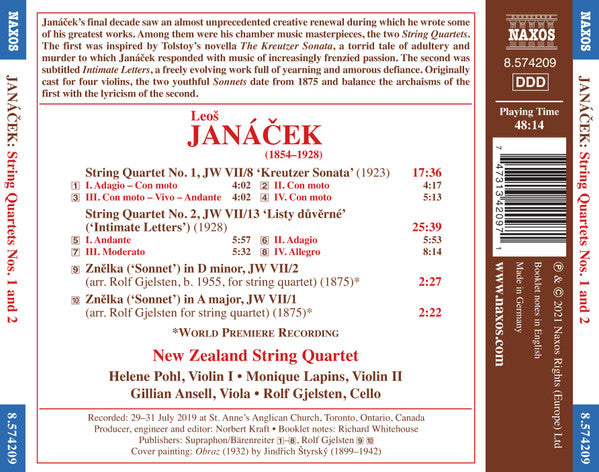 Leoš Janáček, The New Zealand String Quartet : String Quartets Nos. 1 And 2 • Sonnets (CD, Album)