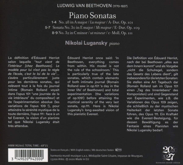 Ludwig van Beethoven, Nikolai Lugansky : Late Piano Sonatas - Opp. 101, 109 & 111 (CD)