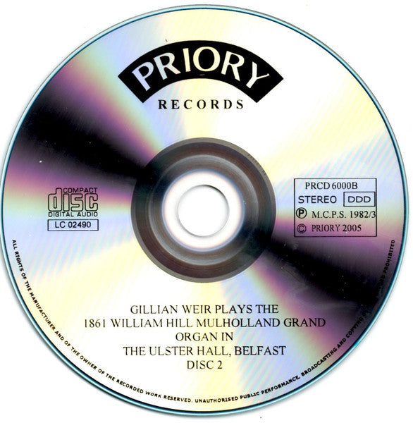 Gillian Weir : Gillian Weir Plays The 1861 William Hill Mulholland Grand Organ In The Ulster Hall Belfast (2xCD, RE, RM)