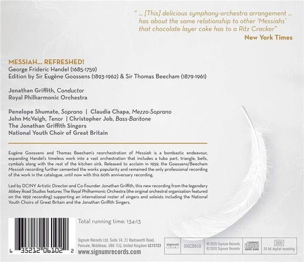 Georg Friedrich Händel, Sir Eugene Goossens & Sir Thomas Beecham, Jonathan Griffith (2), Royal Philharmonic Orchestra : Messiah...Refreshed! (2xCD)