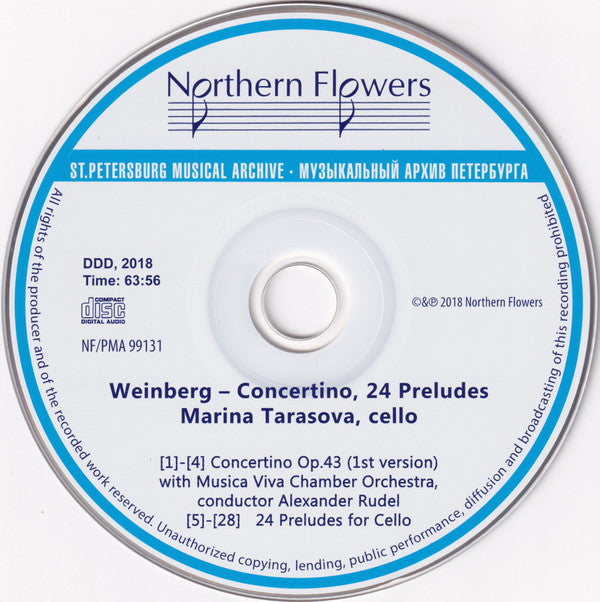 Mieczysław Weinberg, Marina Tarasova, Musica Viva Chamber Orchestra, Alexander Rudin : Concertino For Cello And String Orchestra / 24 Preludes For Solo Cello (CD, Album)