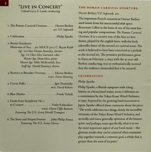 The United States Army Band : Live In Concert (CD)