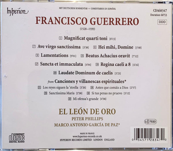 Francisco Guerrero, El León De Oro, Peter Phillips (2), Marco Antonio García De Paz : Magnificat, Lamentations & Canciones (CD, Album)