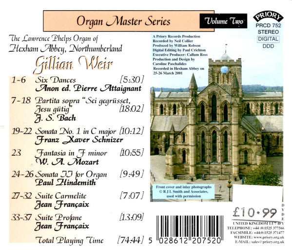 Gillian Weir : The Lawrence Phelps Organ Of Hexham Abbey, Northumberland (CD, Album)