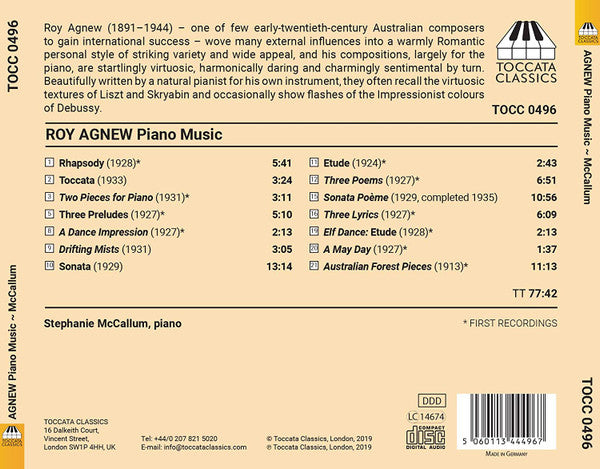 Roy Agnew (2) - Stephanie McCallum : Piano Music (CD, Album)