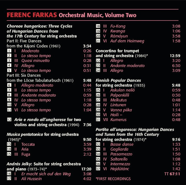 Farkas Ferenc - Gyula Stuller, János Rolla, Tóth László (4), Liszt Ferenc Chamber Orchestra : Orchestral Music Volume Two: Music For String Orchestra (CD, Album)