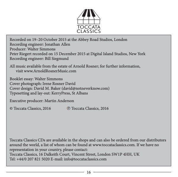 Arnold Rosner - Peter Riegert, Peter Vinograde, London Philharmonic Orchestra, David Amos : Orchestral Music (CD, Album)