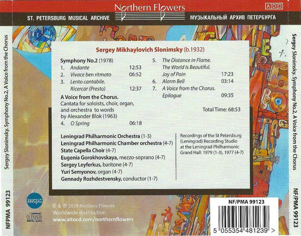 Сергей Слонимский - Leningrad Philharmonic Orchestra, Gennadi Rozhdestvensky : Symphony No.2 / A Voice From The Chorus (Cantata) (CD, Album)