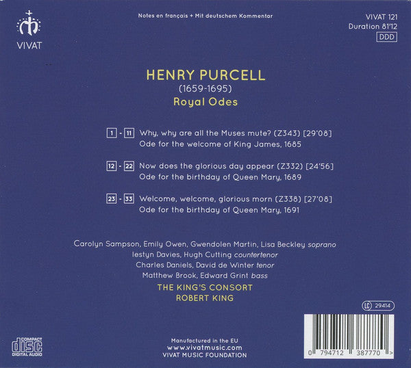 Henry Purcell - The King's Consort, Robert King (9) : Royal Odes (CD, Album)