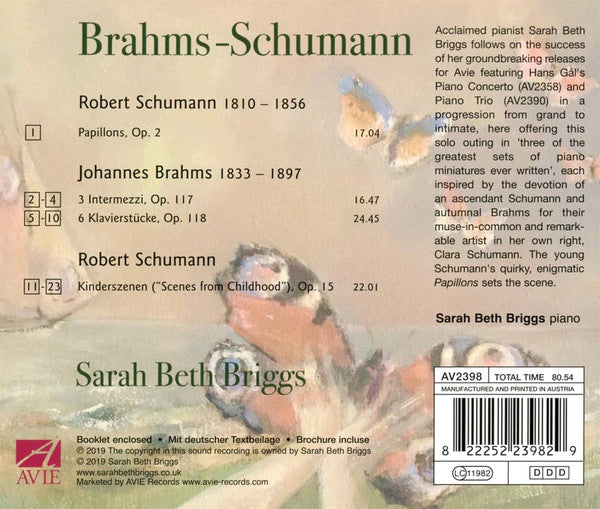 Robert Schumann, Johannes Brahms, Sarah Briggs (2) : Brahms, Schumann (CD, Album)