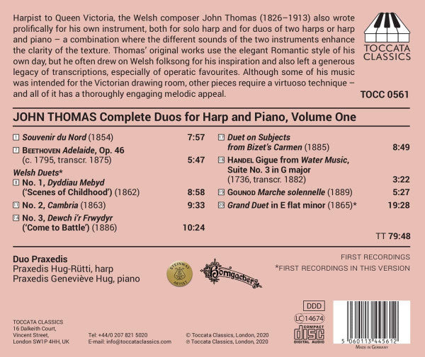 John Thomas (14) - Duo Praxedis : Complete Duos For Harp And Piano, Volume One (CD, Album)
