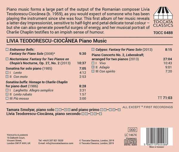 Livia Teodorescu-Ciocănea - Tamara Smolyar, Livia Teodorescu-Ciocănea : Music For Piano Duo, Piano Duet And Piano Solo (CD, Album)
