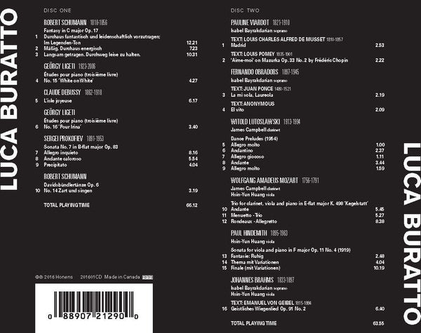 Luca Buratto (2) : Live at Honens 2015 (2xCD, Album)
