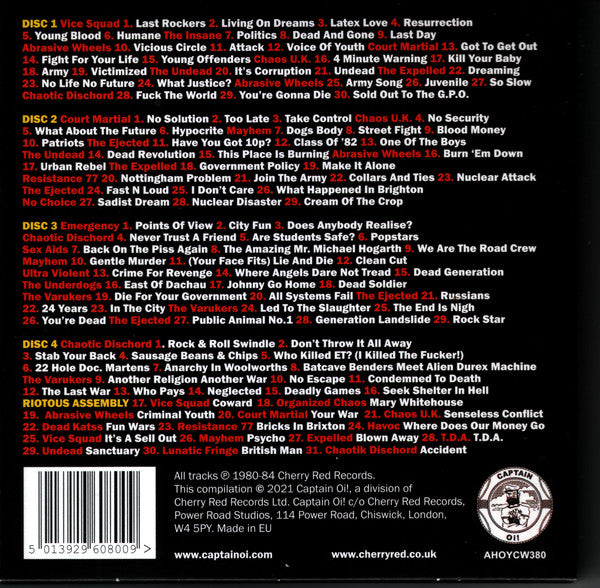 Various : Riot City (Complete Singles Collection – The Sound Of UK 82) (4xCD, Comp)