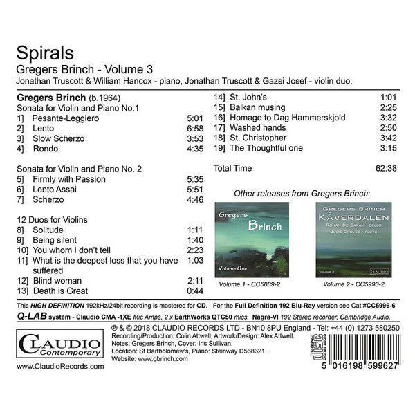 Gregers Brinch : Spirals - Volume 3 (CD, Album)