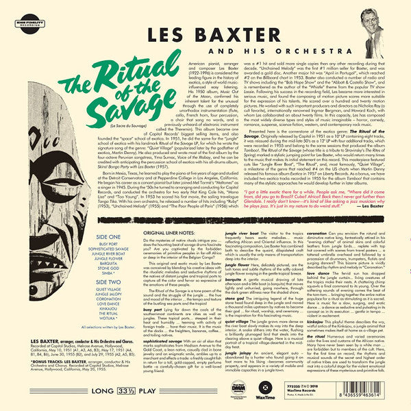 Les Baxter & His Orchestra : Ritual Of The Savage (Le Sacre Du Sauvage)  (LP, Album, Ltd, RE, Yel)