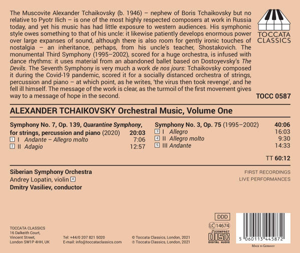 Alexander Tchaikovsky - Siberian Symphony Orchestra, Dmitry Vasiliev : Orchestral Music, Volume One (CD, Album)